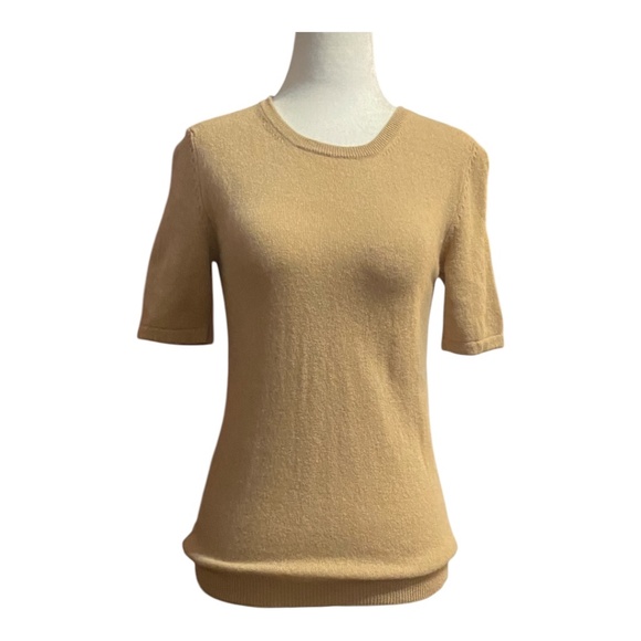 Denner Cashmere camel coloured short sleeve sweater. Sz S - Picture 6 of 15